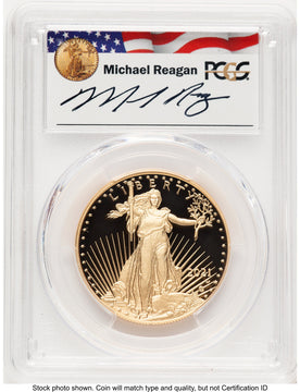2021-W Type 2 Proof Gold Eagle 1 oz FDI Reagan Legacy Series Michael Reagan PCGS PR70