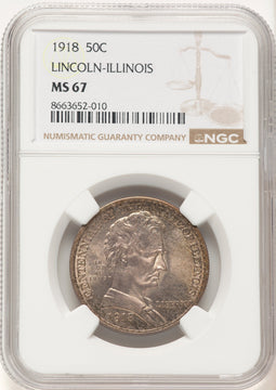 1918 50C Lincoln Commemorative Silver NGC MS67 (783485001)