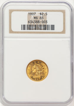 1907 $2.50 Liberty Quarter Eagle NGC MS65