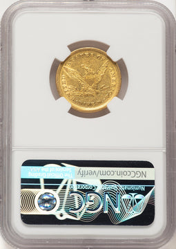 1839 $5 Brown Label Liberty Half Eagle NGC AU53
