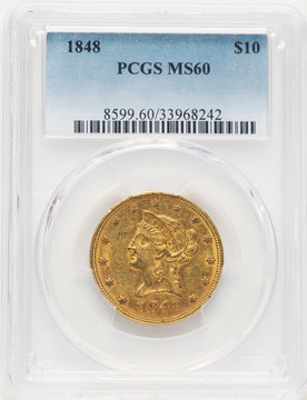 1848 $10 Blue Gradient Liberty Eagle PCGS MS60