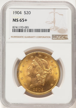 1904 $20 Liberty Brown Label Liberty Double Eagle NGC MS65+ 1904 $20 Liberty Brown Label Liberty Double Eagle NGC MS65+