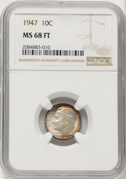 1947 10C FB Roosevelt Dime NGC MS68