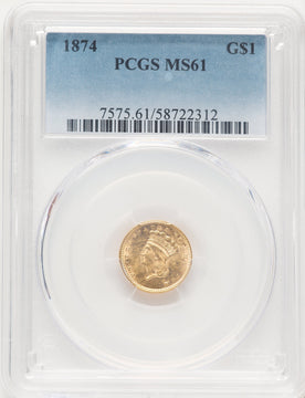 1874 G$1 Gold Dollar PCGS MS61