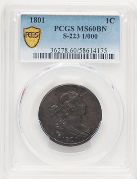1801 1C 1/000 S-223 BN Large Cent PCGS MS60 (783786011)