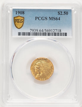 1908 $2.50 Indian Quarter Eagle PCGS MS64 (783786024)