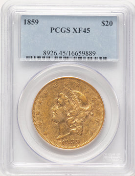 1859 $20 Liberty Double Eagle PCGS XF45