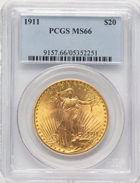 1911 $20 Saint-Gaudens Double Eagle PCGS MS66
