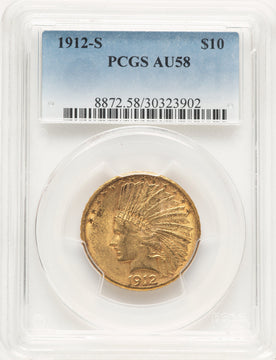 1912-S $10 Indian Eagle PCGS AU58 (783791040)