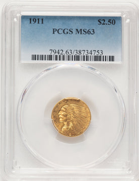 1911 $2.50 Indian Quarter Eagle PCGS MS63 (783858005)