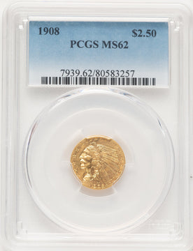 1908 $2.50 Indian Quarter Eagle PCGS MS62 (783934008)