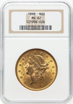 1898 $20 Liberty Double Eagle NGC MS62