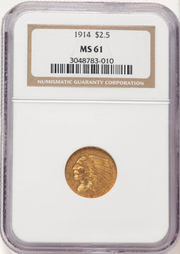 1914 $2.50 Indian Quarter Eagle NGC MS61 (784089006)