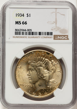 1934 Peace Dollar NGC MS66