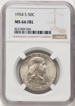 1954-S 50C FL Franklin Half Dollar NGC MS66 (784128012)