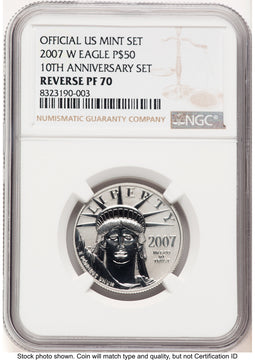 2007-W Reverse Proof Platinum Eagle 1/2 oz Brown Label NGC PF70 (784188013)