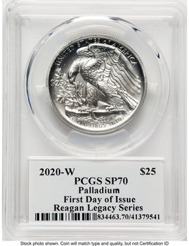 2020-W Palladium Eagle 1 oz Burnished FDI Reagan Legacy Series Michael Reagan PCGS MS70