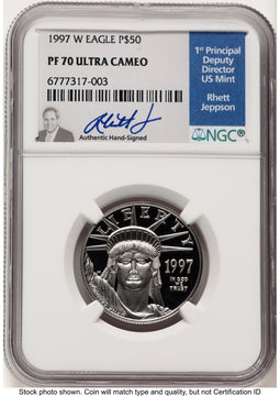 1997-W Proof Platinum Eagle 1/2 oz Rhett Jeppson NGC PF70