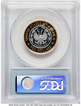 2000-W $10 Library of Congress Bi-Metallic Gold 0.2509 oz and Platinum 0.2509 oz Blue Label Modern Issues PCGS MS70