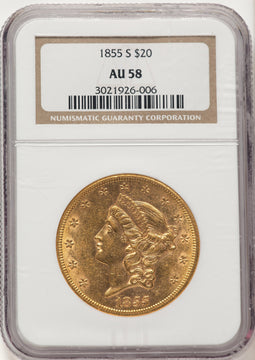 1855-S $20 Liberty Double Eagle NGC AU58 (784404004)