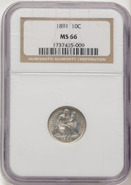 1891 10C Seated Dime NGC MS66