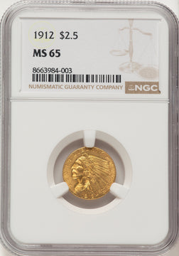 1912 $2.50 Indian Quarter Eagle NGC MS65