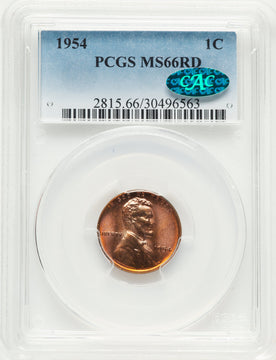 1954 1C Lincoln Cent PCGS MS66