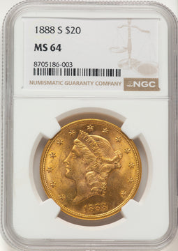 1888-S $20 Liberty Double Eagle NGC MS64