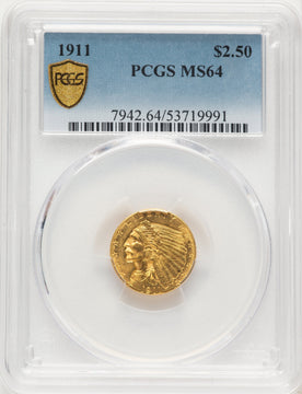 1911 $2.50 Indian Quarter Eagle PCGS MS64 1911 $2.50 Indian Quarter Eagle PCGS MS64