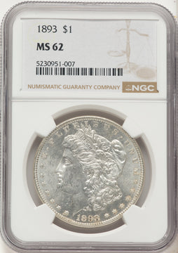 1893 Morgan Dollar NGC MS62