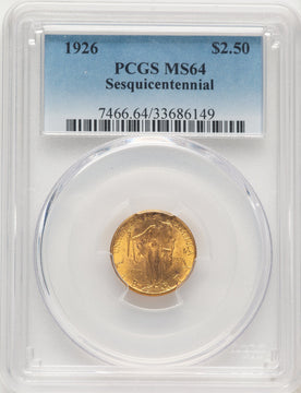 1926 $2.50 SESQUI Commemorative Gold PCGS MS64 (784709003)