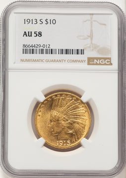 1913-S $10 Indian Eagle NGC AU58