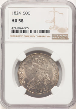 1824/4 50C O-109 Bust Half Dollar NGC AU58