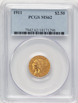 1911 $2.50 Indian Quarter Eagle PCGS MS62