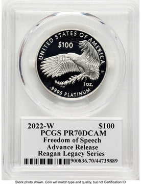 2022-W Proof Platinum Eagle 1 oz AR Reagan Legacy Series Michael Reagan Picture PCGS PR70