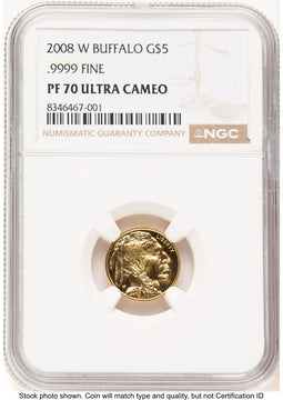 2008-W Proof Gold Buffalo 1/10 oz Brown Label NGC PF70