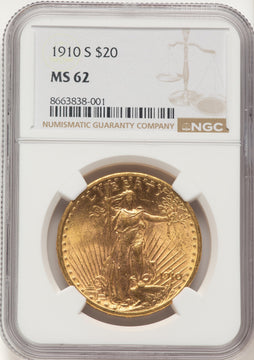 1910-S $20 Saint-Gaudens Double Eagle NGC MS62