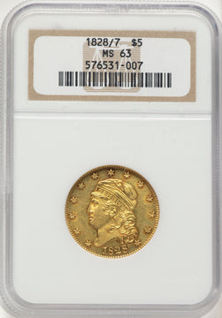 1828/7 $5 Early Half Eagle NGC MS63