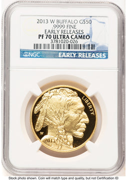 2013-W Proof Gold Buffalo 1 oz ER Blue NGC PF70