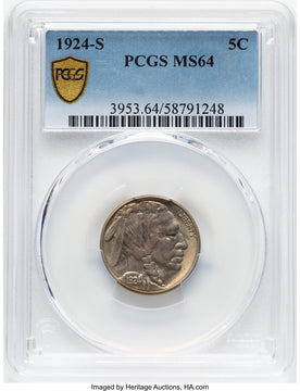 1924-S 5C Buffalo Nickel PCGS MS64