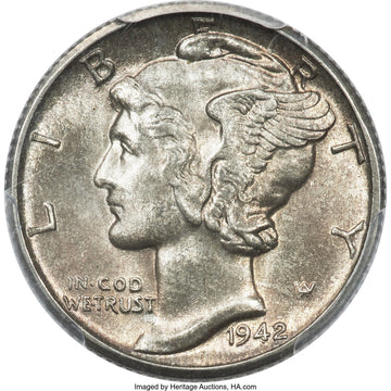 1942/1-D 10C FS-101 FB CAC Mercury Dime PCGS MS64+