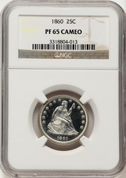 1860 25C CA Proof Seated Quarter NGC PR65