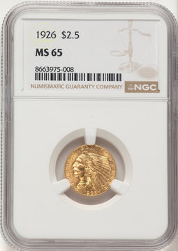 1926 $2.50 Indian Quarter Eagle NGC MS65