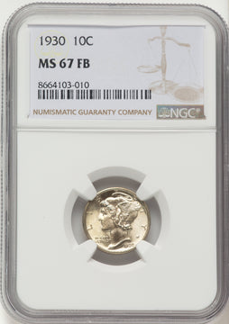 1930 10C FB Mercury Dime NGC MS67