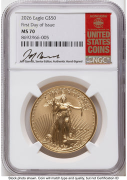 2026 Gold Eagle 1 oz FDI Jeff Garrett Red Book NGC MS70 2026 Gold Eagle 1 oz FDI Jeff Garrett Red Book NGC MS70