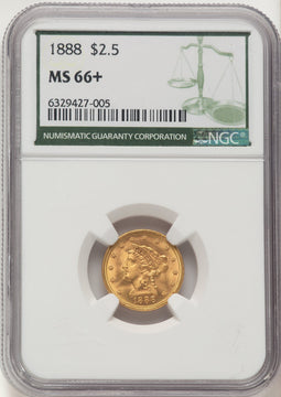 1888 $2.50 Liberty Quarter Eagle NGC MS66+