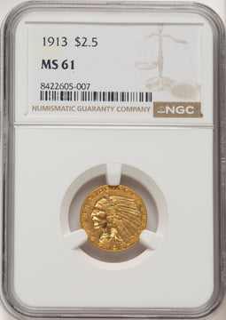 1913 $2.50 Indian Quarter Eagle NGC MS61