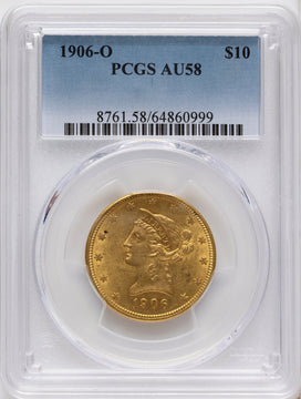 1906-O $10 Blue Gradient Liberty Eagle PCGS AU58 1906-O $10 Blue Gradient Liberty Eagle PCGS AU58