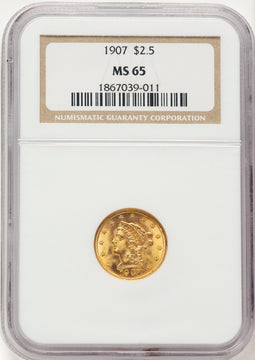 1907 $2.50 Liberty Quarter Eagle NGC MS65