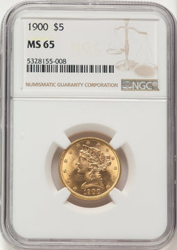 1900 $5 Liberty Half Eagle NGC MS65